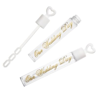 Our Wedding Day Bubble Tubes - White/Gold