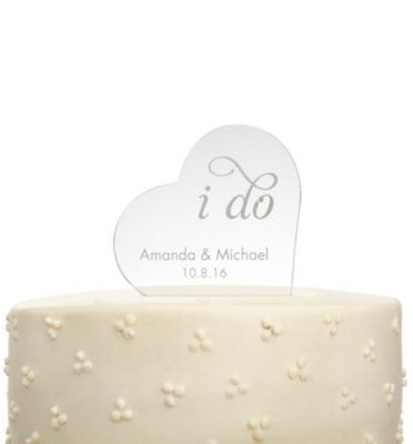 personalized acrylic heart cake topper