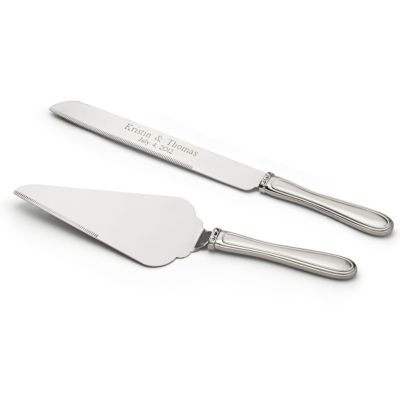 Brushed Rhinestone Cake Knife & Server Set
