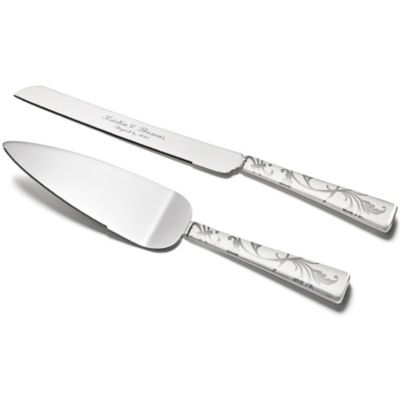Silver Flourish Cake Knife & Server Set