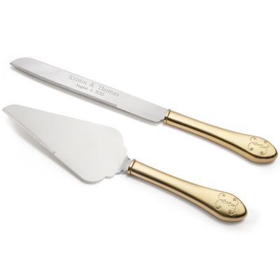 Gold Parisian Romance Cake Knife & Server Set