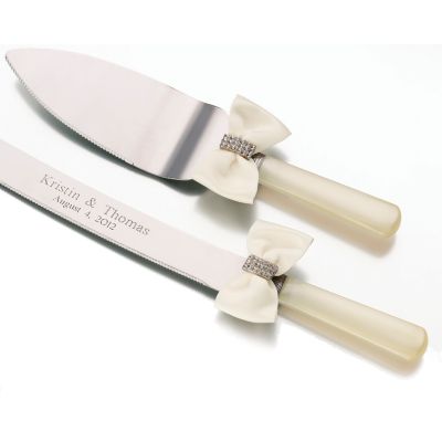 Ivory Sash Cake Knife and Server Set