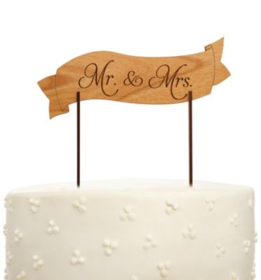 mr. & mrs. wooden cake topper