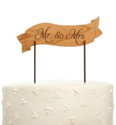 mr. & mrs. wooden cake topper