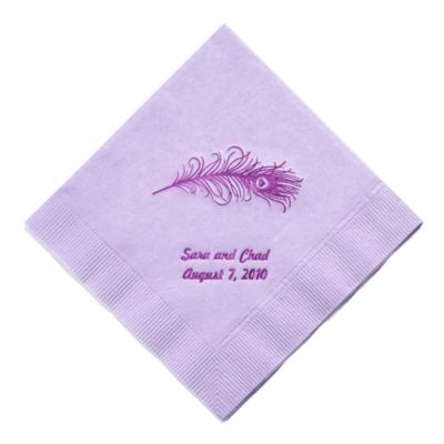 Personalized Napkins BEVERAGE (Peacock Feather)