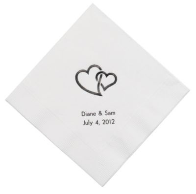 Personalized Napkins - DINNER (Double Hearts - Interlocking)