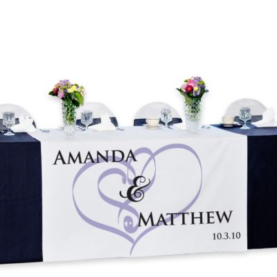 Personalized Reception Table Banner - Embracing Hearts