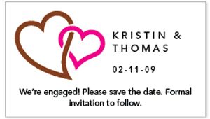 Save the Date Magnets - Double Heart (Brown)