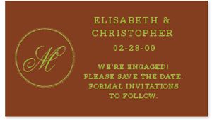 Save the Date Magnets - Initial (Green/Brown)