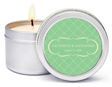 Personalized Soy Candle Favors - Argyle (Mint)