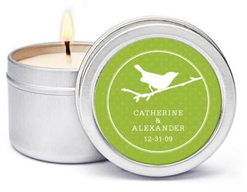 Personalized Soy Candle Favors - Bird (Grass)