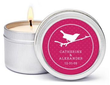 Personalized Soy Candle Favors - Bird (Punch)