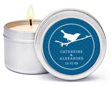 Personalized Soy Candle Favors - Bird (Navy)