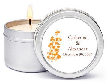 Personalized Soy Candle Favors - Foliage (Orange)