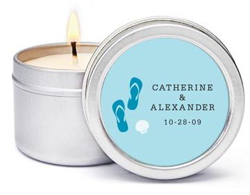 Personalized Soy Candle Favors - Flip-Flops (Blue)