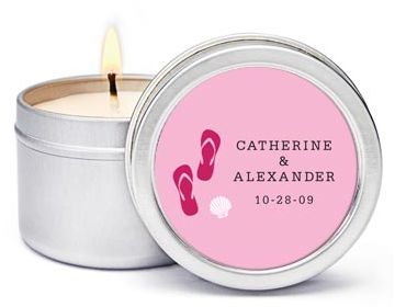 Personalized Soy Candle Favors - Flip-Flops (Pink)