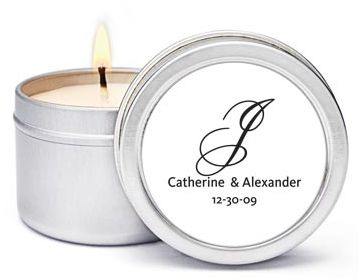 Personalized Soy Candle Favors - Initial (Black)