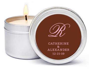 Personalized Soy Candle Favors - Initial (Pink/Brown)