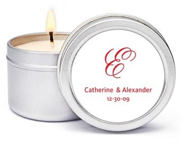 Personalized Soy Candle Favors - Initial (Red)