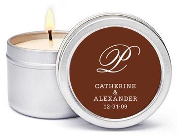 Personalized Soy Candle Favors - Initial (White/Brown)