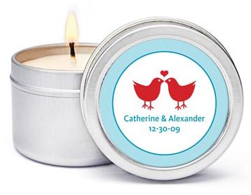 Personalized Soy Candle Favors - Lovebirds