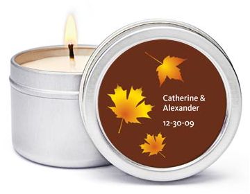 Personalized Soy Candle Favors - Fall Leaves