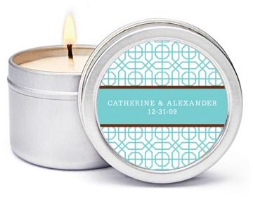 Personalized Soy Candle Favors - Modern (Blue)