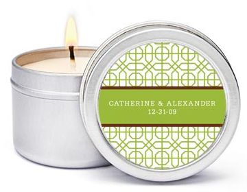 Personalized Soy Candle Favors - Modern (Green)