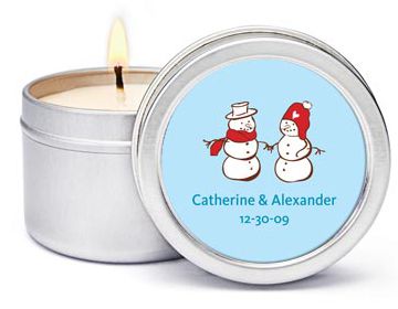 Personalized Soy Candle Favors - Snow Love