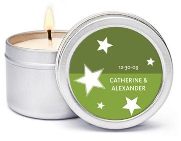 Personalized Soy Candle Favors - Stars (Green)