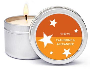 Personalized Soy Candle Favors - Stars (Orange)