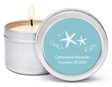 Personalized Soy Candle Favors - Starfish (Blue)