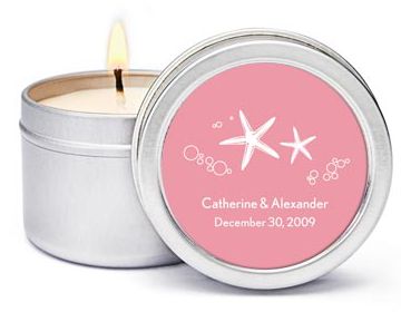 Personalized Soy Candle Favors - Starfish (Pink)