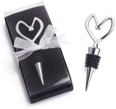 Chrome Bottle Stopper with Heart Top