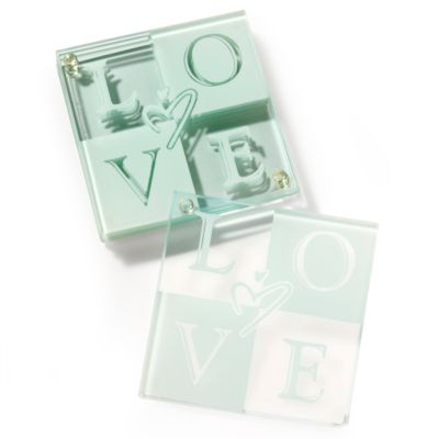 LOVE Glass Coaster Favor Set