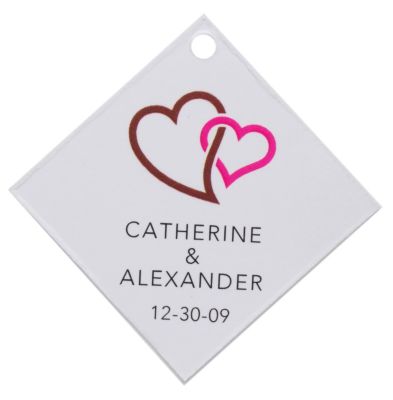 Personalized Favor Tags - Double Heart (Brown)