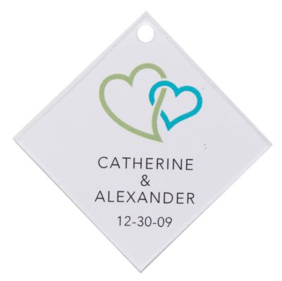Personalized Favor Tags - Double Heart (Green)