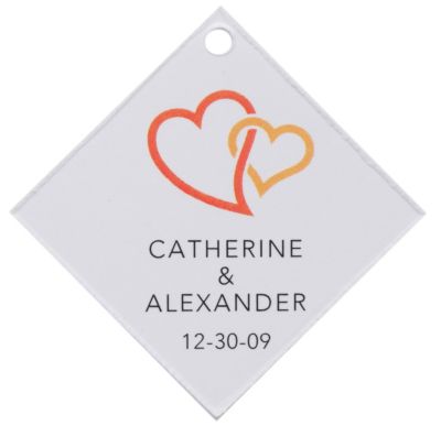 Personalized Favor Tags - Double Heart (Orange)