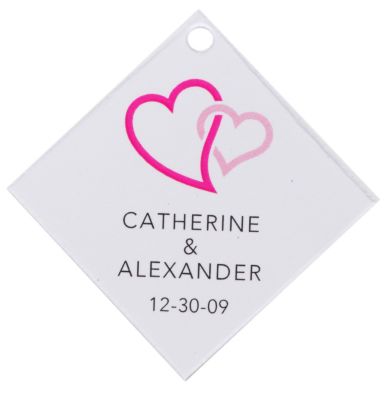 Personalized Favor Tags - Double Heart (Pink)