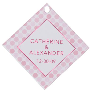 Personalized Favor Tags - Dots (Pink)