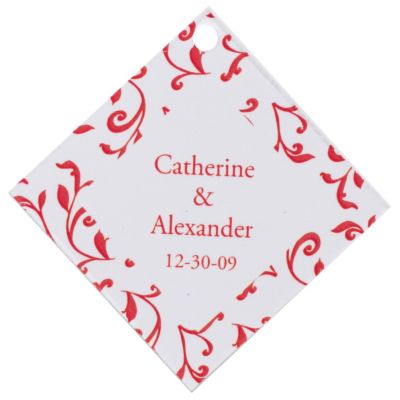Personalized Favor Tags - Leaves (Red)