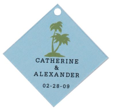 Personalized Favor Tags - Palm Trees (Blue)
