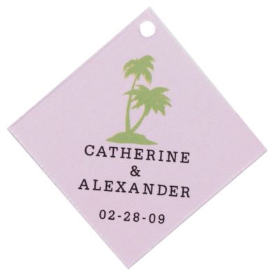 Personalized Favor Tags - Palm Trees (Pink)