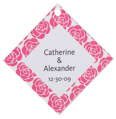 Personalized Favor Tags - Roses (Pink)