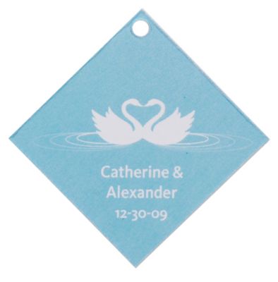 Personalized Favor Tags - Swans (Blue)