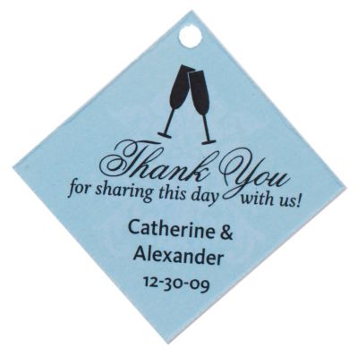 Personalized Favor Tags - Toasting Flutes (Blue)