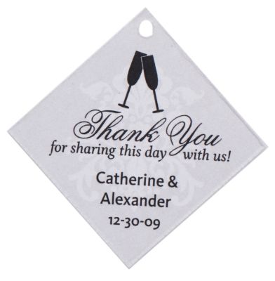 Personalized Favor Tags - Toasting Flutes (Silver)