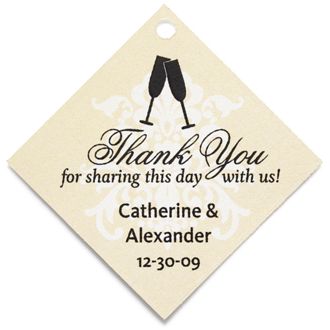 Personalized Favor Tags - Toasting Flutes (Yellow)