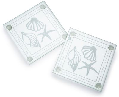 Shell Design Glass Coaster Set Favor
