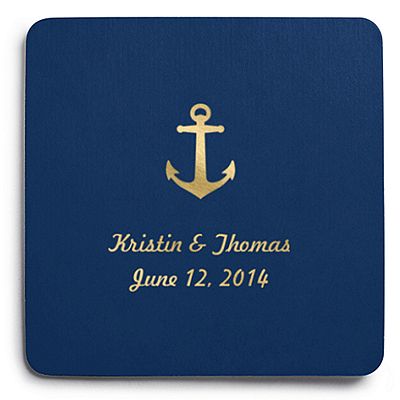 Deluxe Personalized Wedding Coasters - Anchor